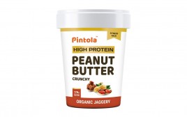Pintola High Protein Peanut Butter Crunchy Organic Jaggery  Jar  510 grams
